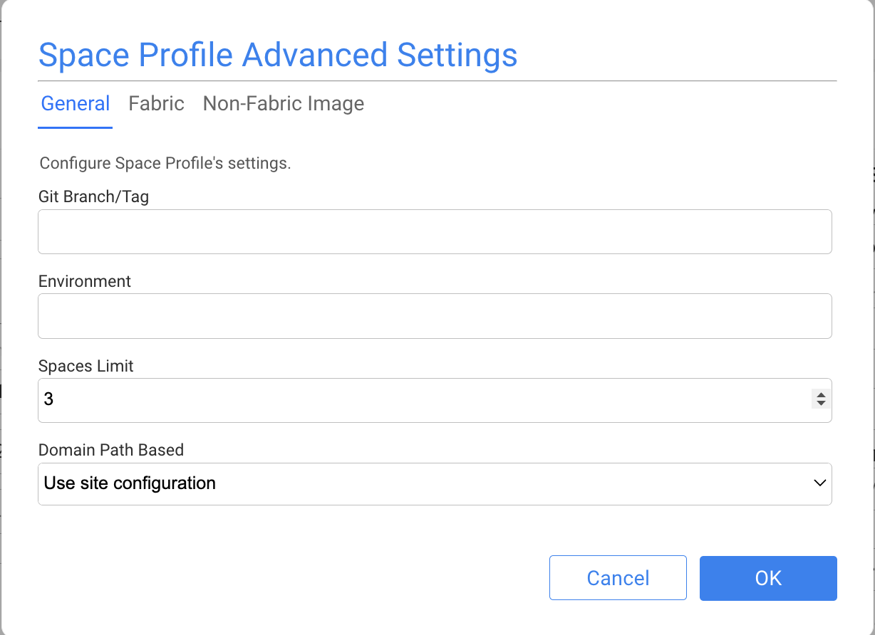 K2cloud Space Profile General settings