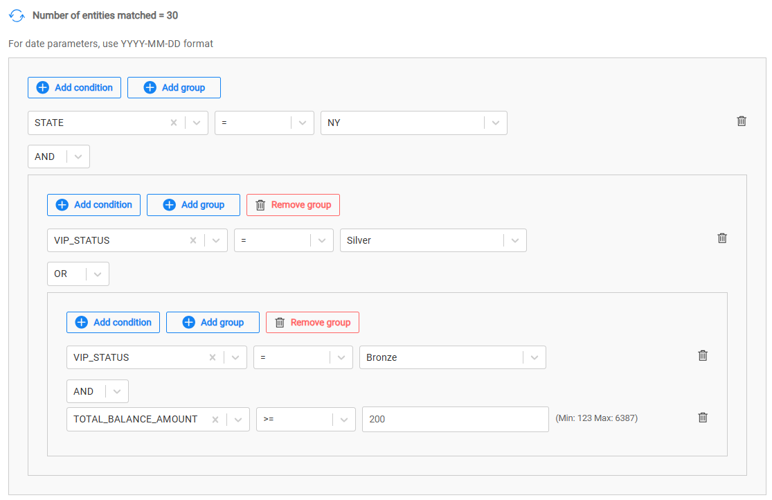 task parameters grouping