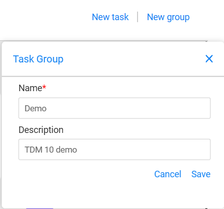 New group dialog